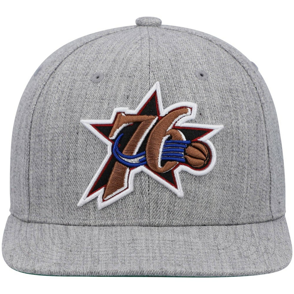 Philadelphia 76ers Hardwood Classics Team 2.0 Snapback Hat Heathered Gray - Mitchell & Ness