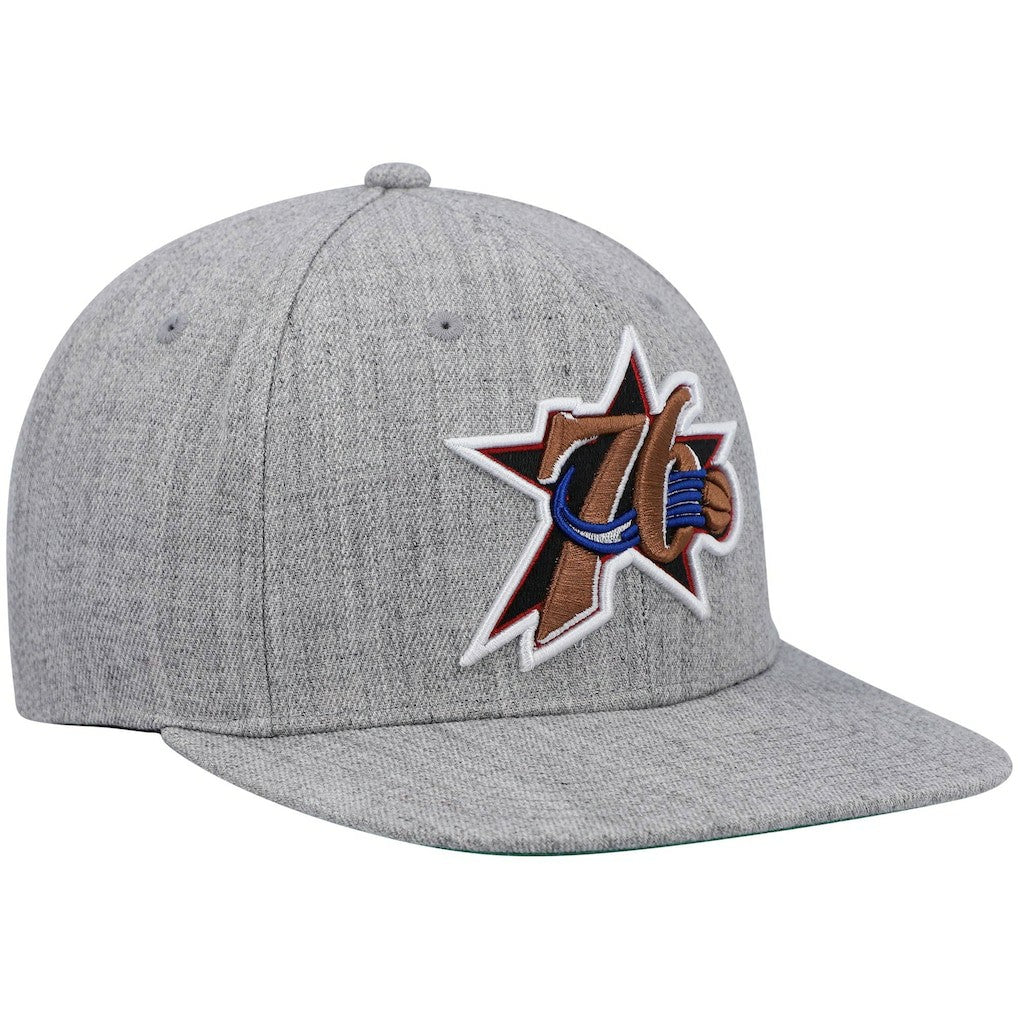 Philadelphia 76ers Hardwood Classics Team 2.0 Snapback Hat Heathered Gray - Mitchell & Ness