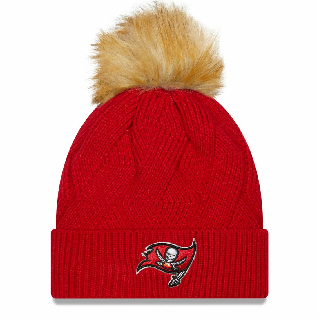 Tampa Bay Buccaneers New Era Women's Snowy Cuffed Knit Hat with Pom - Red Hats