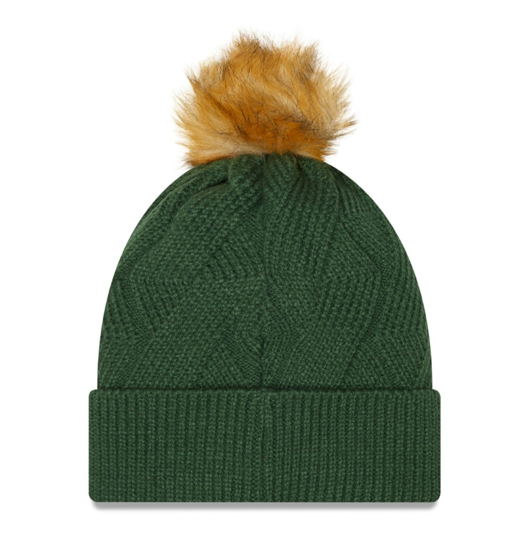 Green Bay Packers New Era Women's Snowy Cuffed Knit Hat with Pom - Green Hats
