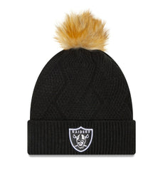Las Vegas Raiders New Era Women's Snowy Cuffed Knit Hat with Pom - Black Hats