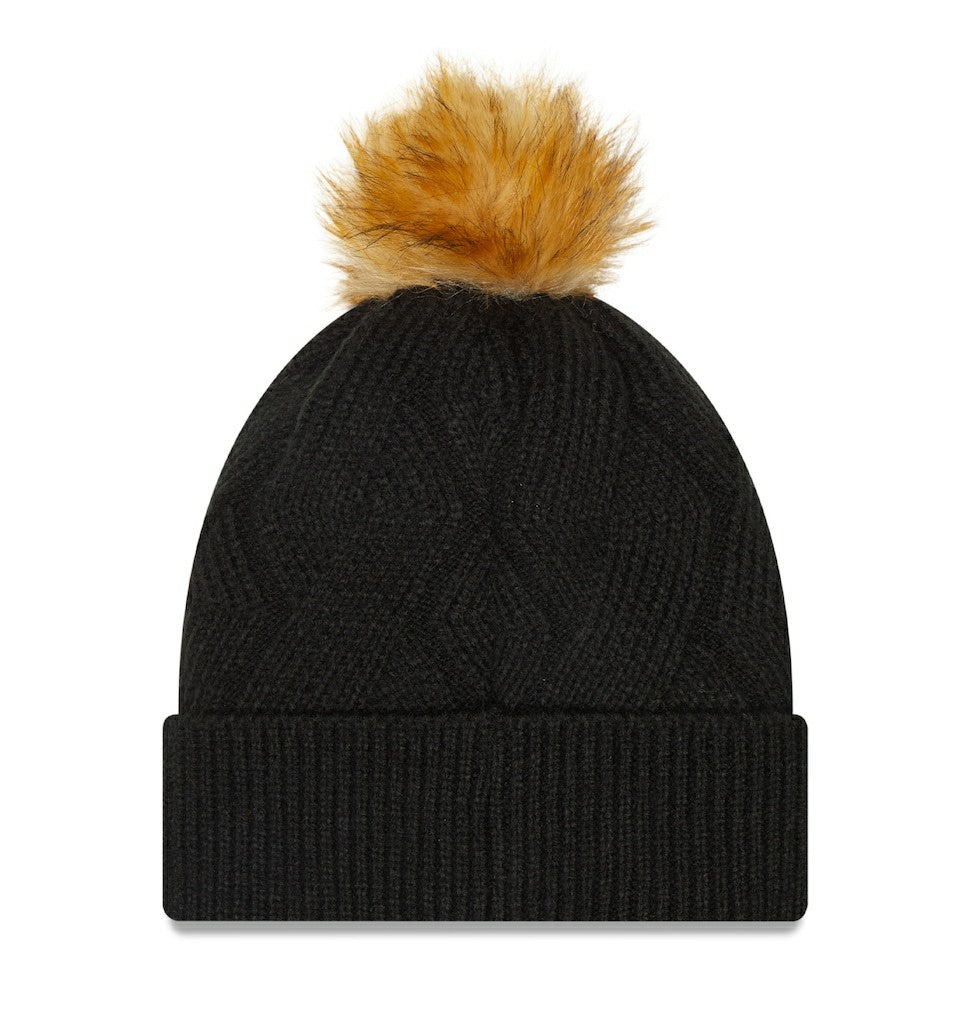Las Vegas Raiders New Era Women's Snowy Cuffed Knit Hat with Pom - Black Hats