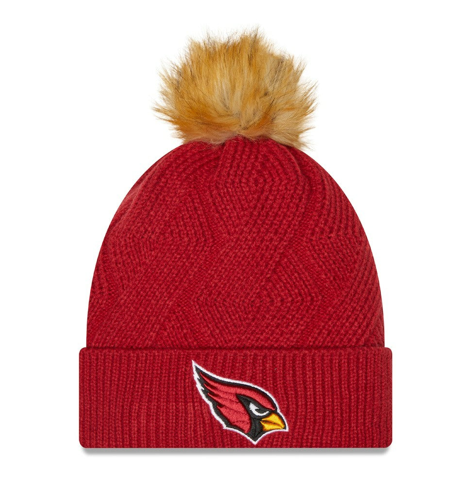 Arizona Cardinals New Era Women's Snowy Cuffed Knit Hat with Pom - Cardinal Hats