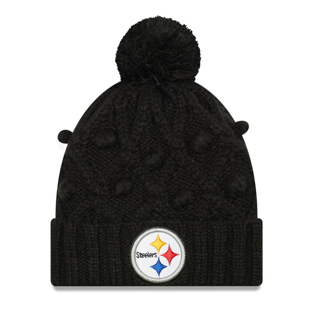 Pittsburgh Steelers New Era Women's Toasty Cuffed Knit Hat with Pom - Black Hats