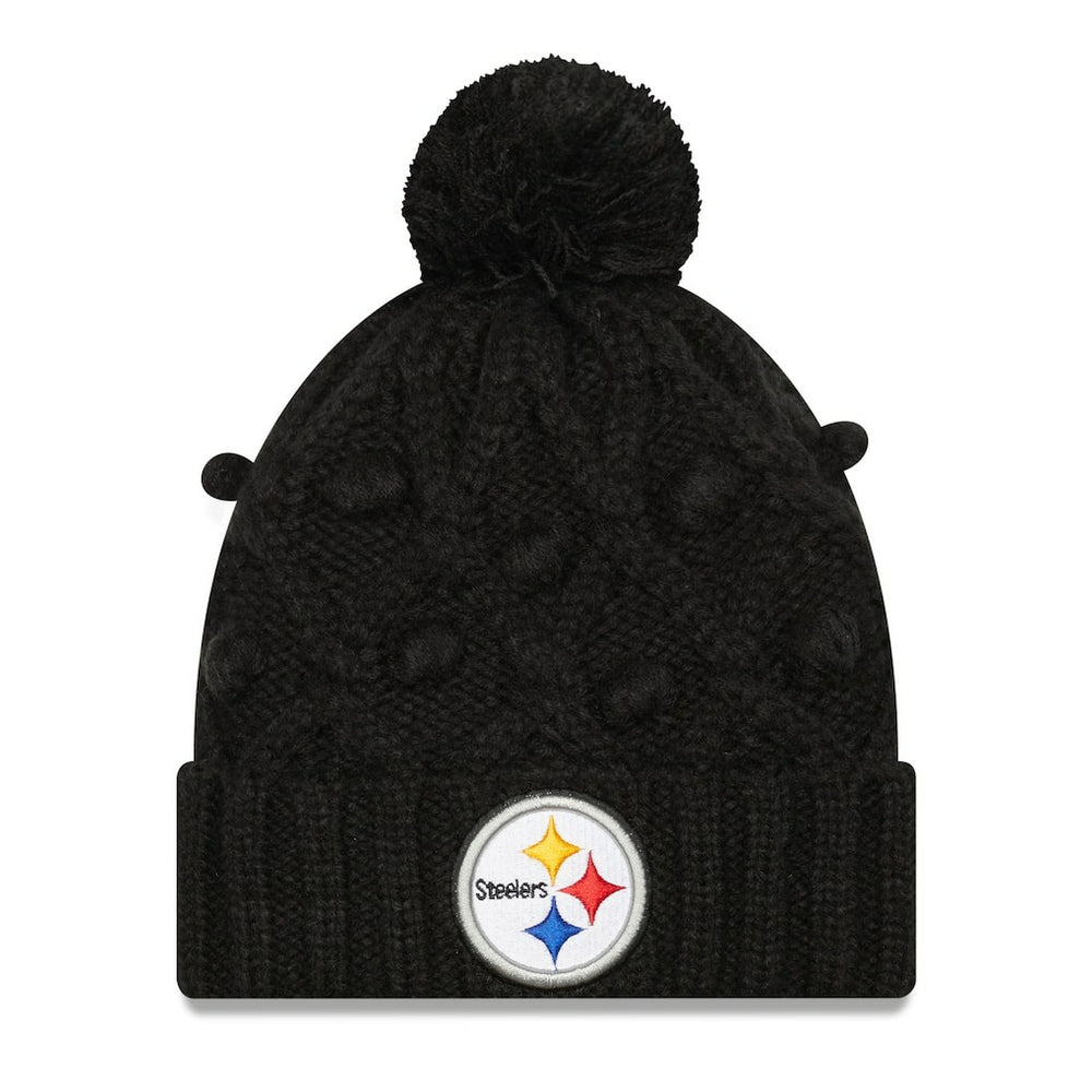 Pittsburgh Steelers New Era Women's Toasty Cuffed Knit Hat with Pom - Black Hats