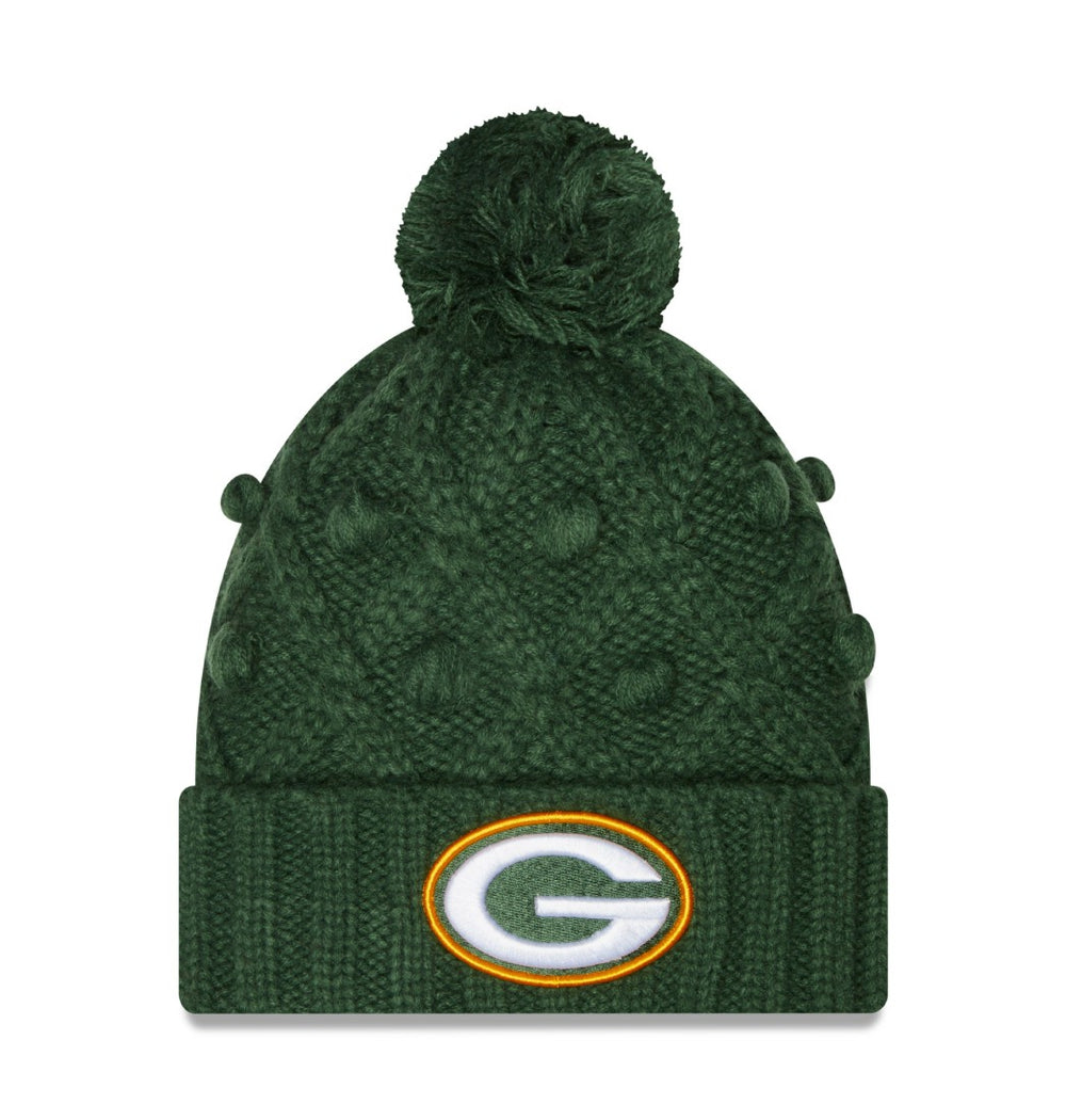 Green Bay Packers New Era Women's Toasty Cuffed Knit Hat with Pom - Green Hats