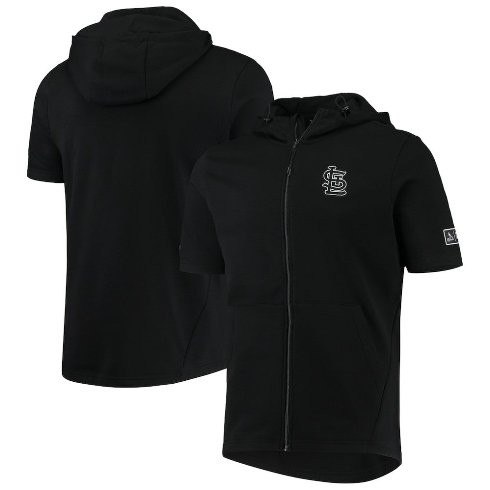 St. Louis Cardinals Levelwear Recruit Short Sleeve Full-Zip Hoodie Jacket - Black Jackets