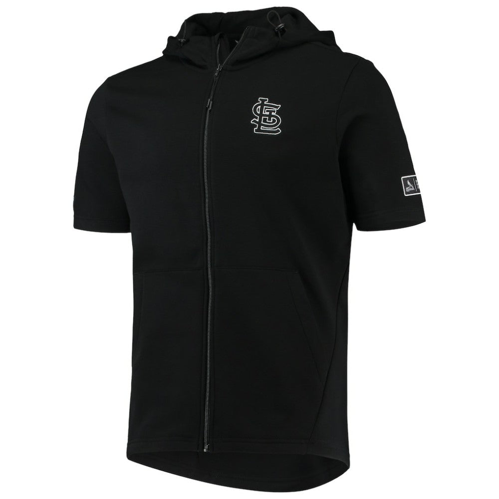 St. Louis Cardinals Levelwear Recruit Short Sleeve Full-Zip Hoodie Jacket - Black Jackets