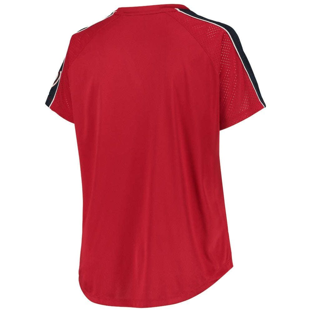 Washington Nationals Women's Plus Size Diva Notch Neck Raglan T-Shirt - Red T-shirts