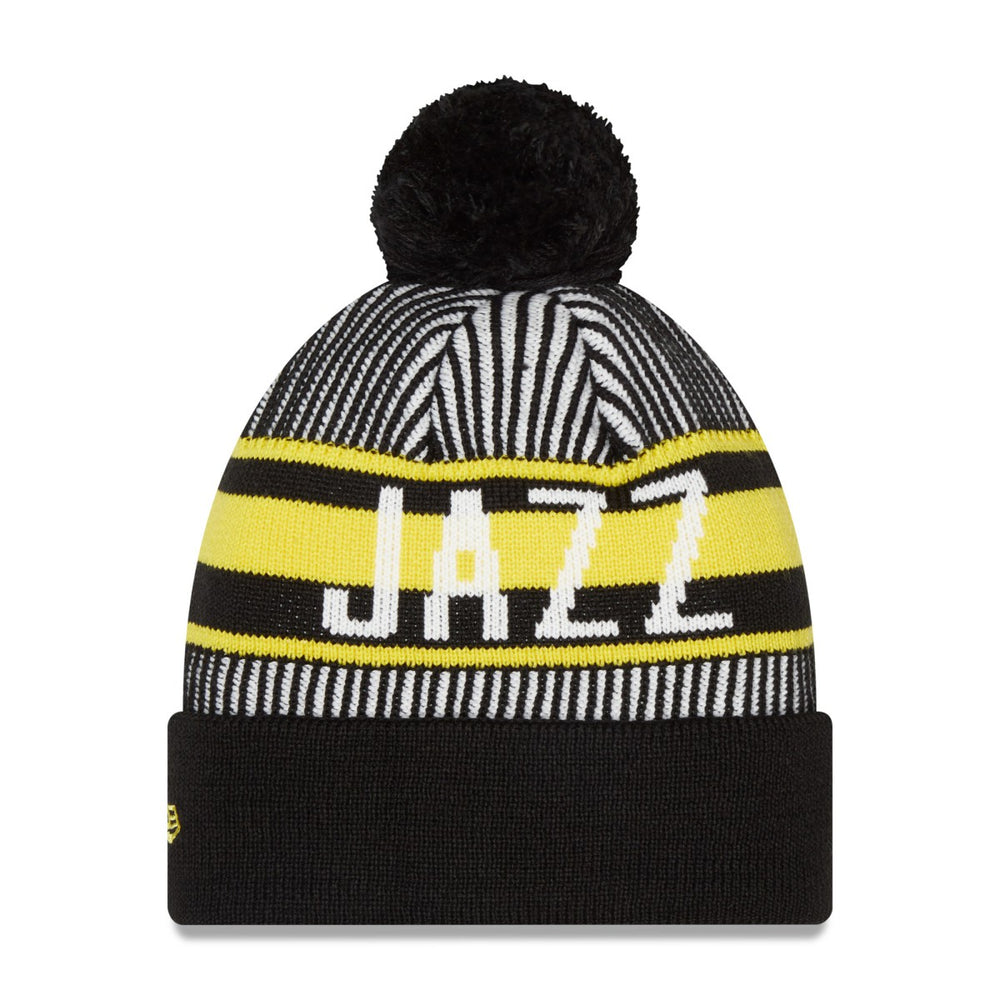 Utah Jazz Striped Cuffed Pom Knit Hat Navy - New Era