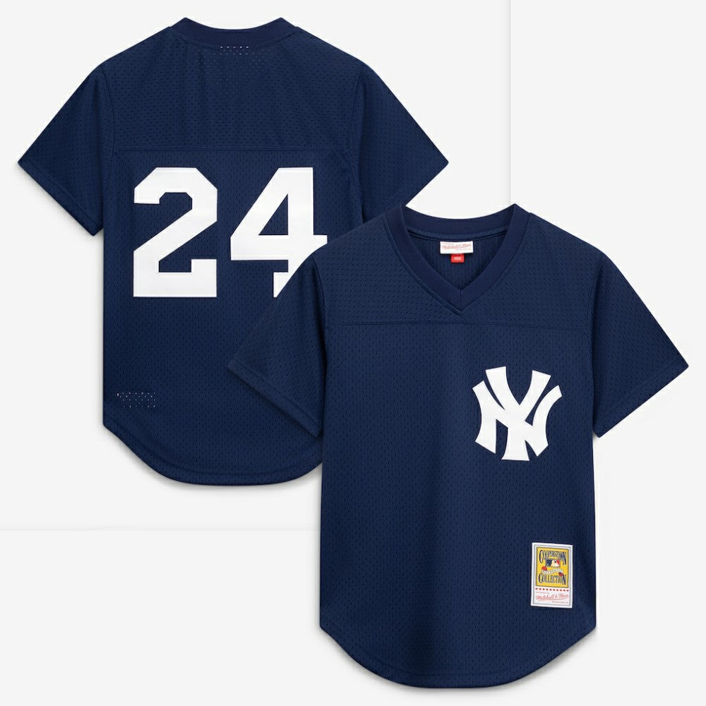 Rickey Henderson New York Yankees Mitchell & Ness Cooperstown Collection Mesh Batting Practice Button-Up Jersey - Navy Jerseys