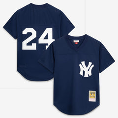 Rickey Henderson New York Yankees Mitchell & Ness Cooperstown Collection Mesh Batting Practice Button-Up Jersey - Navy Jerseys