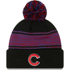 Chicago Cubs New Era Chilled Cuffed Knit Hat with Pom - Black Hats