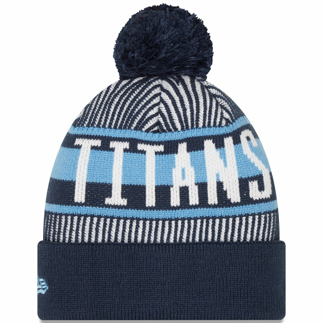 Tennessee Titans New Era Striped Cuffed Knit Hat with Pom - Navy Hats