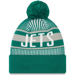 New York Jets New Era Striped Cuffed Knit Hat with Pom - Green Hats