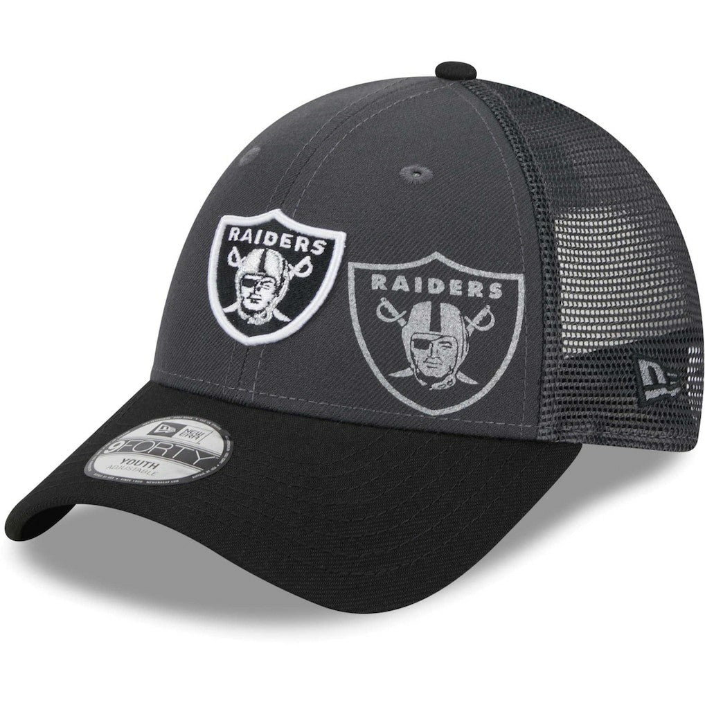 Las Vegas Raiders New Era Youth Reflect 9FORTY Adjustable Hat - Graphite Hats