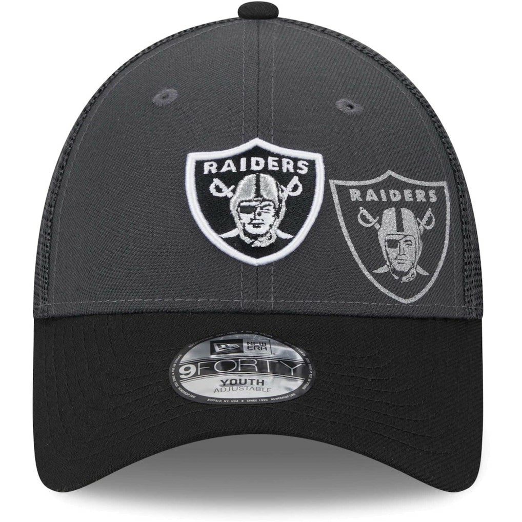 Las Vegas Raiders New Era Youth Reflect 9FORTY Adjustable Hat - Graphite Hats