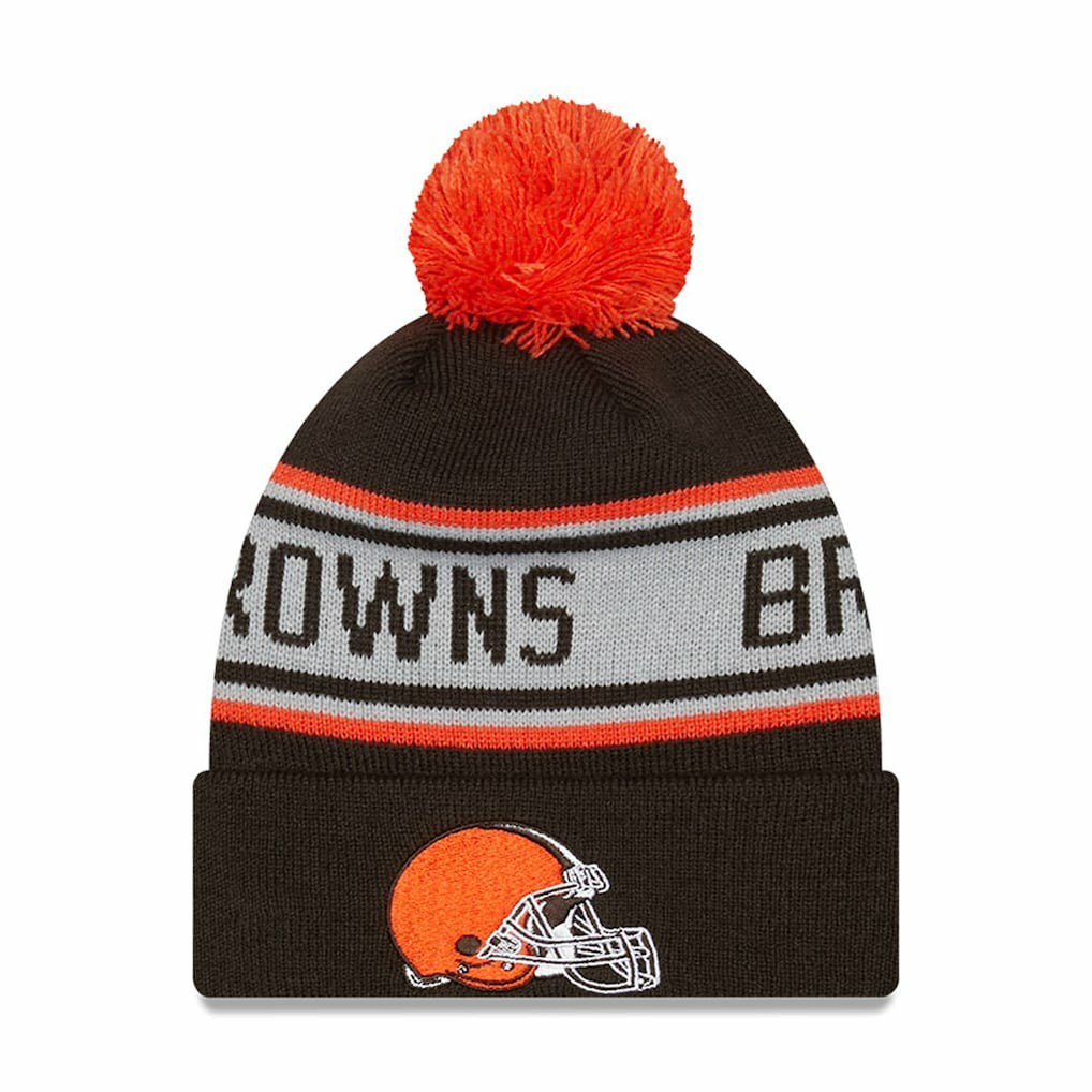 Cleveland Browns New Era Preschool Repeat Cuffed Knit Hat with Pom - Brown Hats