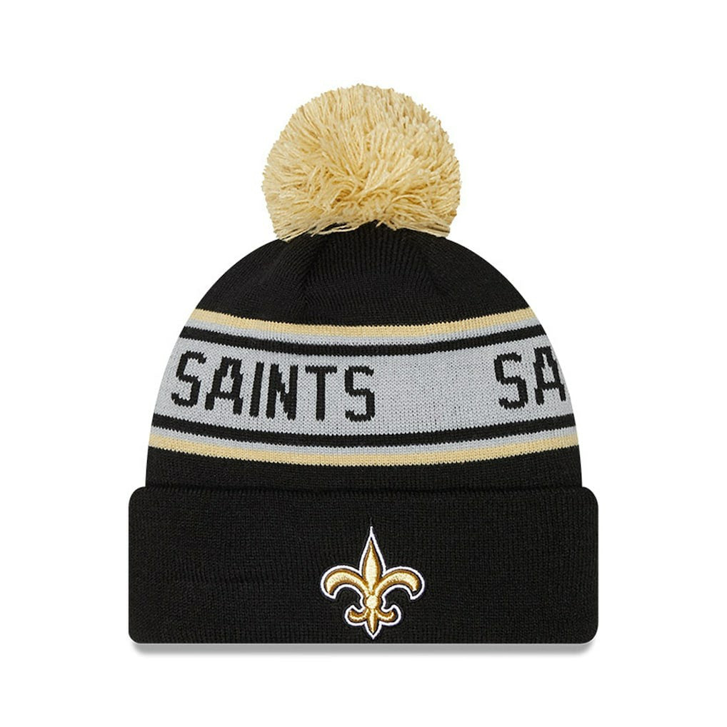 New Orleans Saints New Era Preschool Repeat Cuffed Knit Hat with Pom - Black Hats