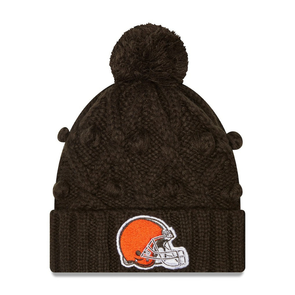 Cleveland Browns New Era Girls Youth Toasty Cuffed Knit Hat with Pom - Brown Hats