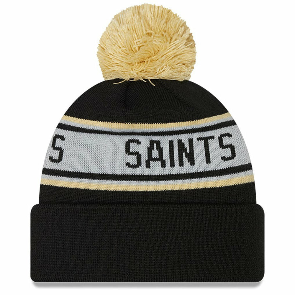 New Orleans Saints New Era Youth Repeat Cuffed Knit Hat with Pom - Black Hats