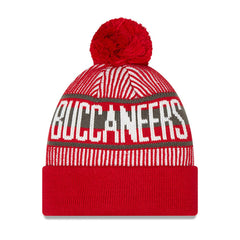 Tampa Bay Buccaneers New Era Youth Striped Cuffed Knit Hat with Pom - Red Hats