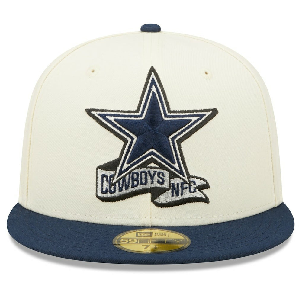 Dallas Cowboys New Era 2022 Sideline 59FIFTY Fitted Hat - Cream/Navy Hats