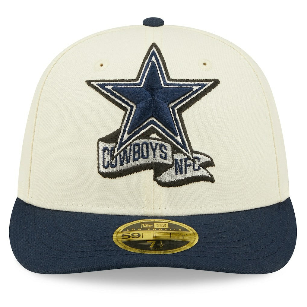 Dallas Cowboys New Era 2022 Sideline Low Profile 59FIFTY Fitted Hat - Cream/Navy Hats
