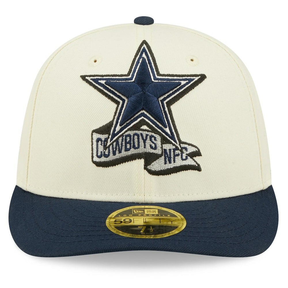 Dallas Cowboys New Era 2022 Sideline Low Profile 59FIFTY Fitted Hat - Cream/Navy Hats