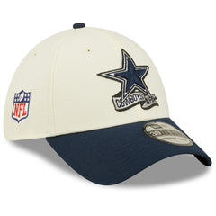 Dallas Cowboys New Era 2022 Sideline 39THIRTY 2-Tone Flex Hat - Cream/Navy Hats
