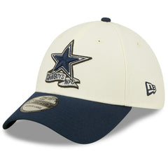 Dallas Cowboys New Era 2022 Sideline 39THIRTY 2-Tone Flex Hat - Cream/Navy Hats