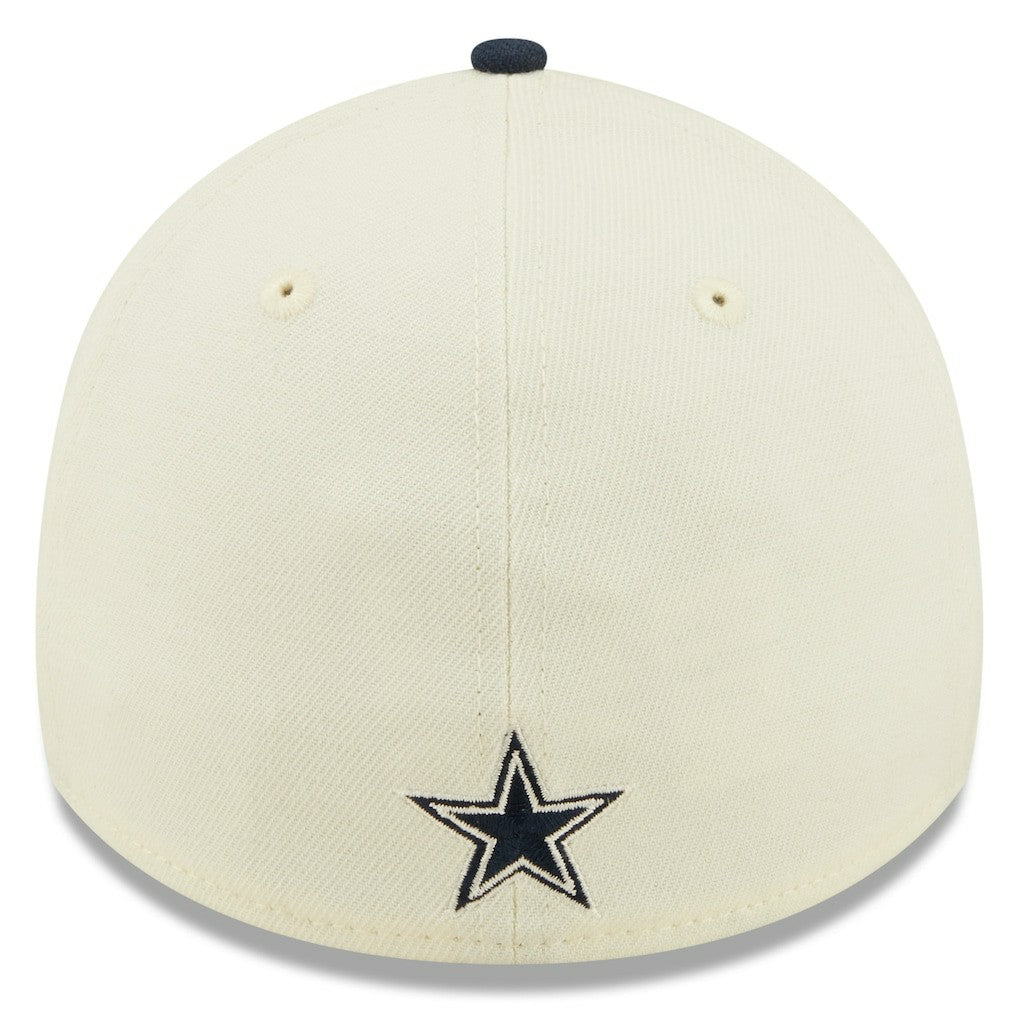 Dallas Cowboys New Era 2022 Sideline 39THIRTY 2-Tone Flex Hat - Cream/Navy Hats