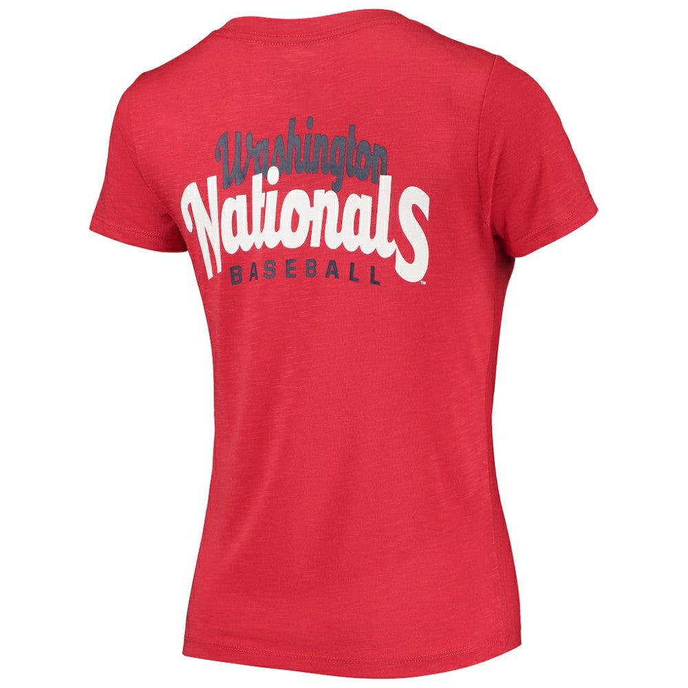 Washington Nationals New Era Women's 2-Hit Front Twist Burnout T-Shirt - Red T-shirts