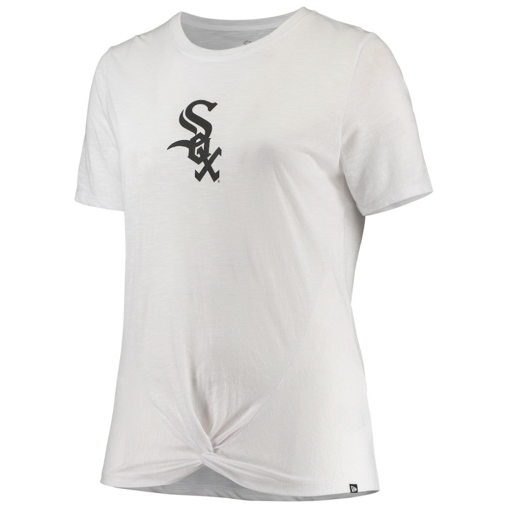 Chicago White Sox New Era Women's Plus Size 2-Hit Front Knot T-Shirt - White T-shirts