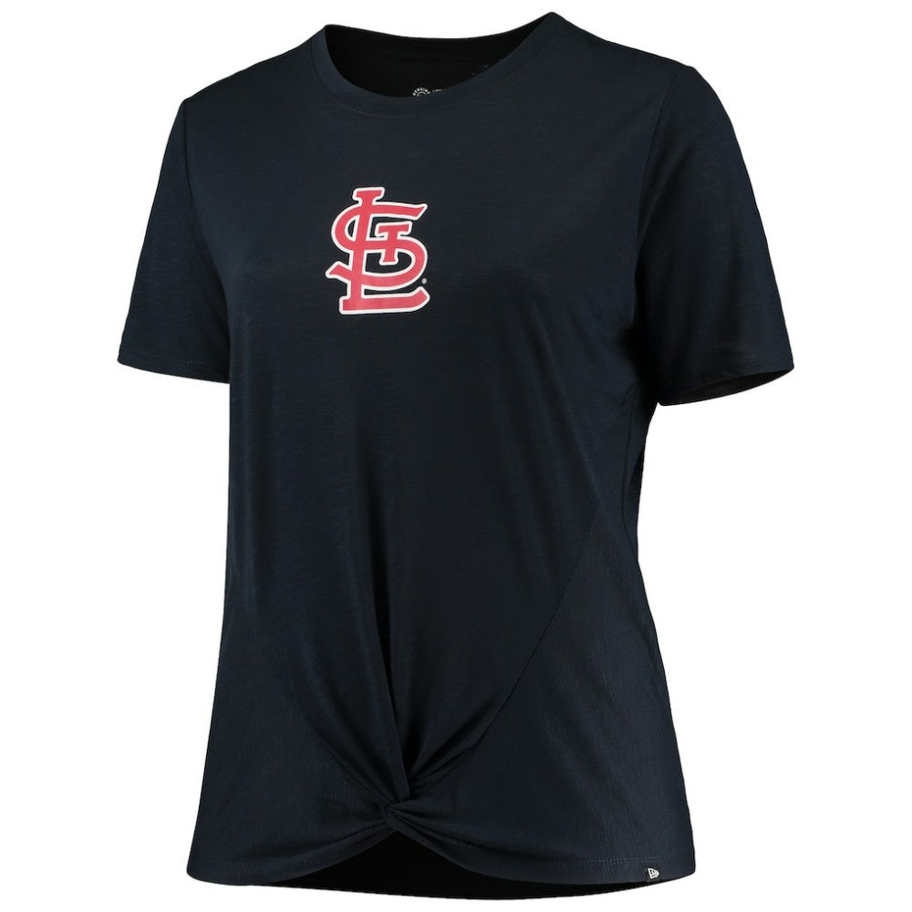 St. Louis Cardinals New Era Women's Plus Size 2-Hit Front Knot T-Shirt - Navy T-shirts