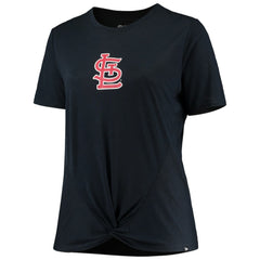 St. Louis Cardinals New Era Women's Plus Size 2-Hit Front Knot T-Shirt - Navy T-shirts