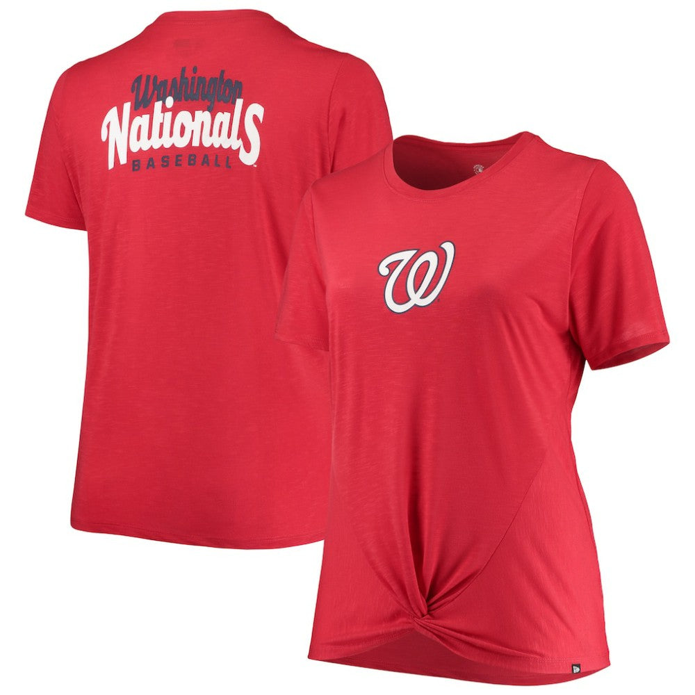 Washington Nationals New Era Women's Plus Size 2-Hit Front Knot T-Shirt - Red T-shirts
