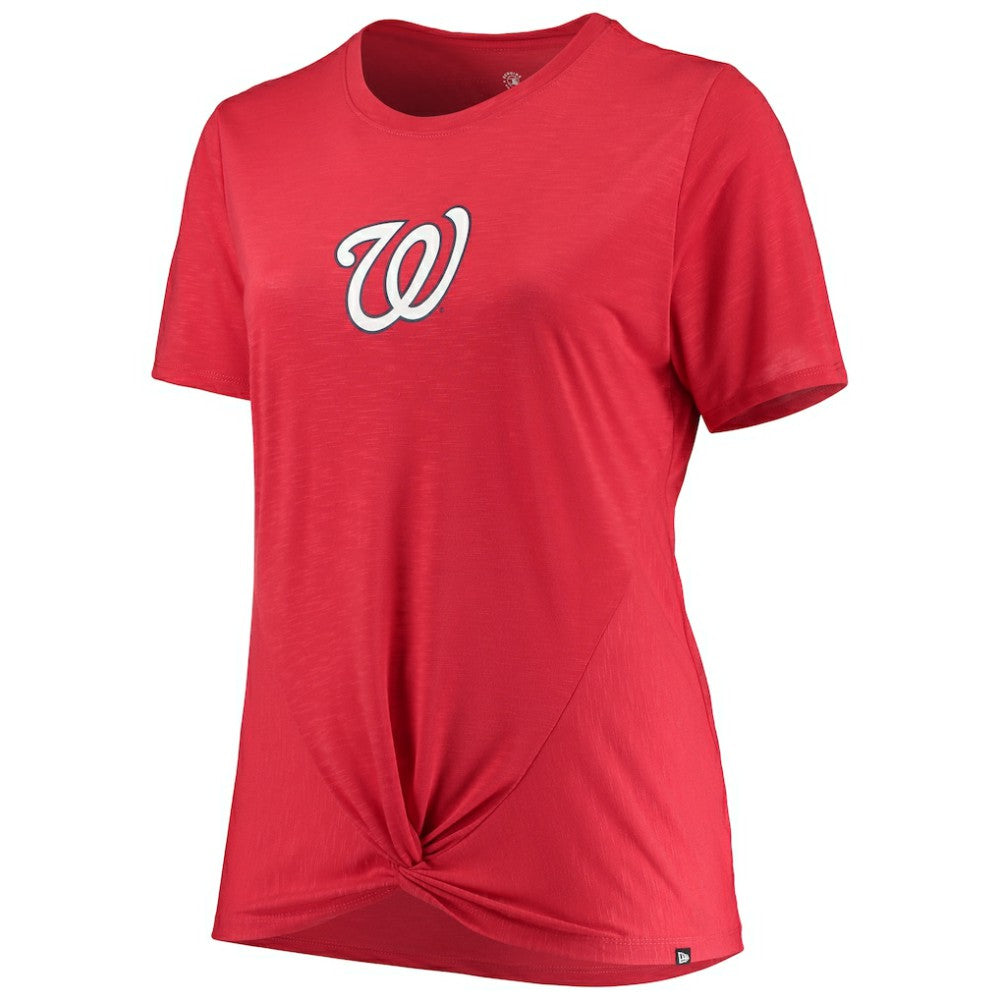 Washington Nationals New Era Women's Plus Size 2-Hit Front Knot T-Shirt - Red T-shirts