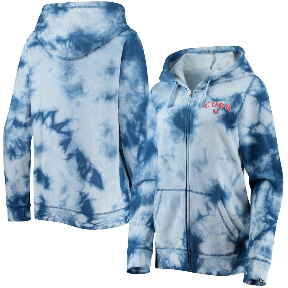 Chicago Cubs New Era Women's Tie-Dye Full-Zip Hoodie - Royal Hoodies