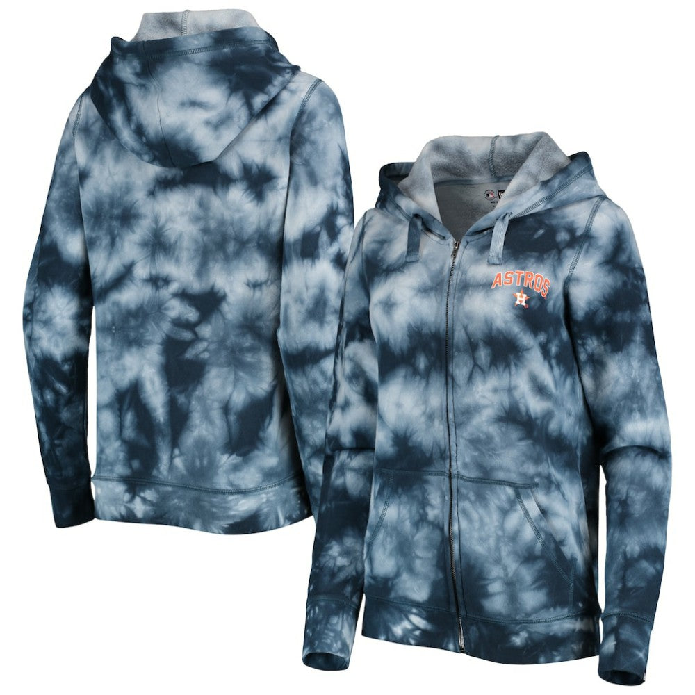 Houston Astros New Era Women's Tie-Dye Full-Zip Hoodie - Navy Hoodies
