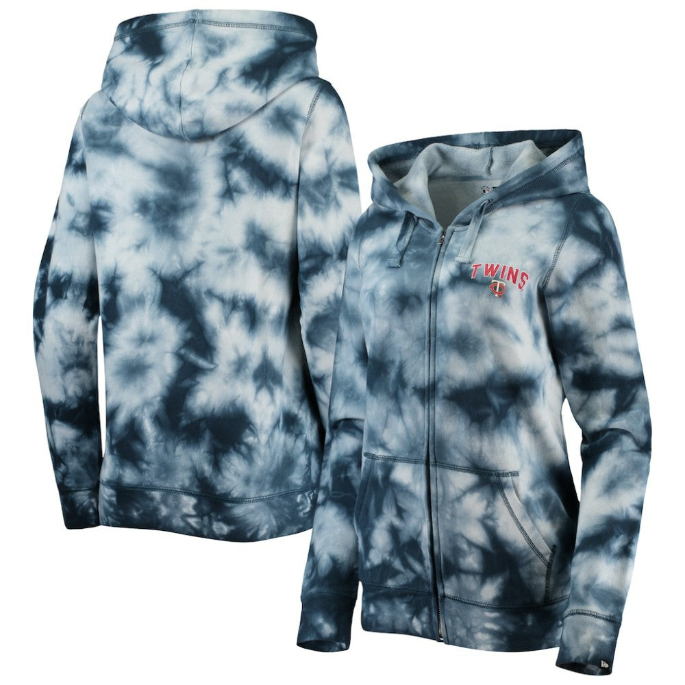 Minnesota Twins New Era Women's Tie-Dye Full-Zip Hoodie - Navy Hoodies