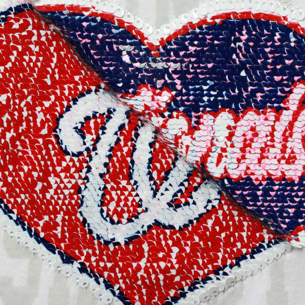 Washington Nationals New Era Girls Youth Flip Sequin Heart Crop Top - White Tops