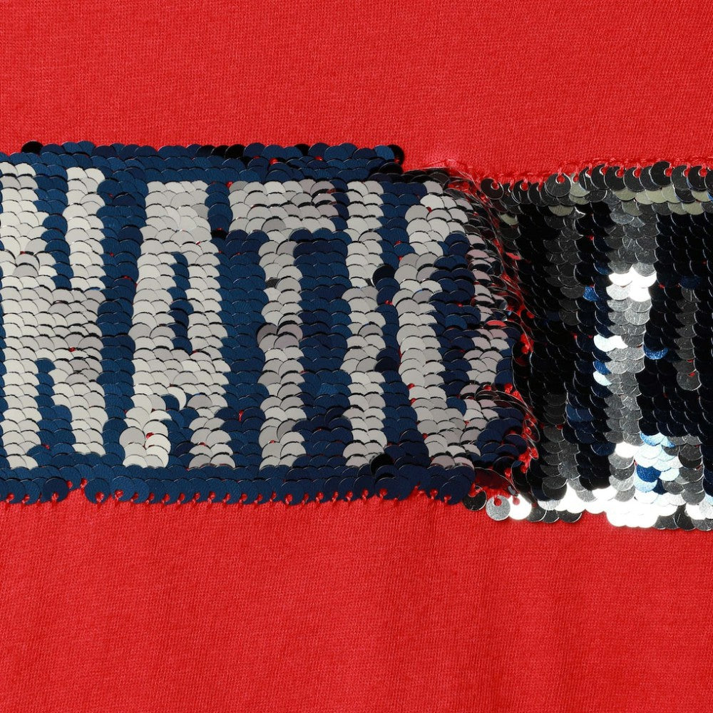 Washington Nationals New Era Girls Youth Flip Sequin Team T-Shirt - Red T-shirts