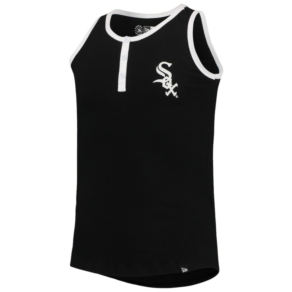 Chicago White Sox New Era Girls Youth Henley Tank Top - Black Tanks