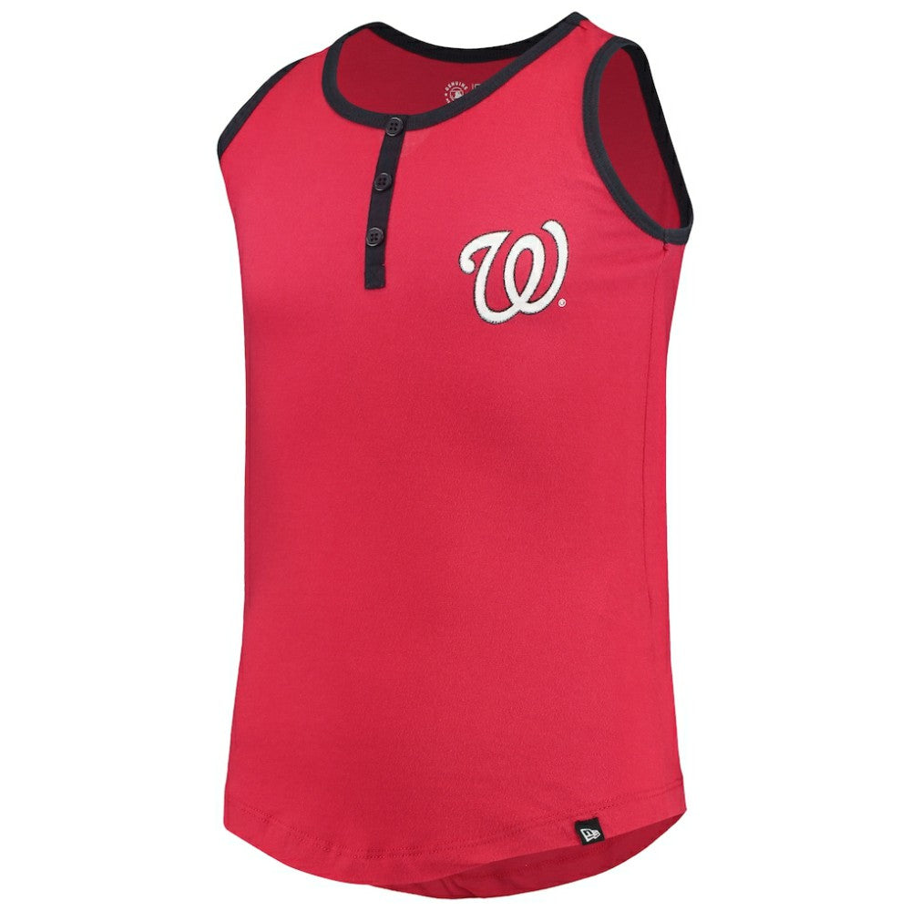 Washington Nationals New Era Girls Youth Henley Tank Top - Red Tanks