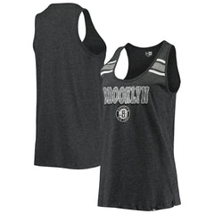 Brooklyn Nets Women's Scoop-Neck Racerback Tank Top Heathered Black - New Era