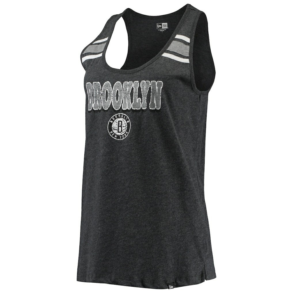 Brooklyn Nets Women's Scoop-Neck Racerback Tank Top Heathered Black - New Era