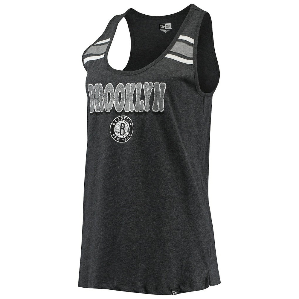 Brooklyn Nets Women's Scoop-Neck Racerback Tank Top Heathered Black - New Era