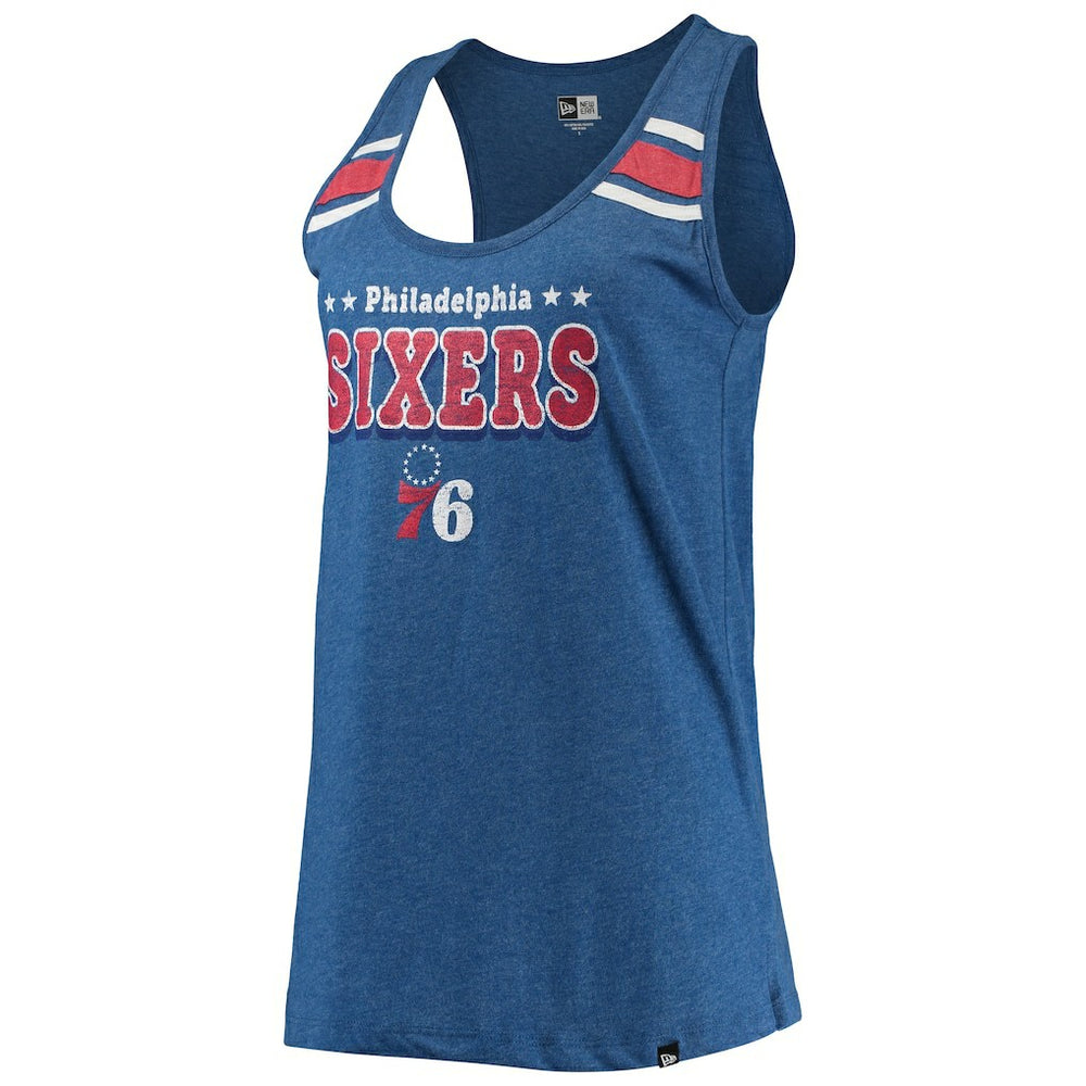 Philadelphia 76ers Women's Scoop-Neck Racerback Tank Top Heathered Royal - New Era