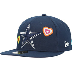 Dallas Cowboys New Era Chain Stitch Heart 59FIFTY Fitted Hat - Navy Hats